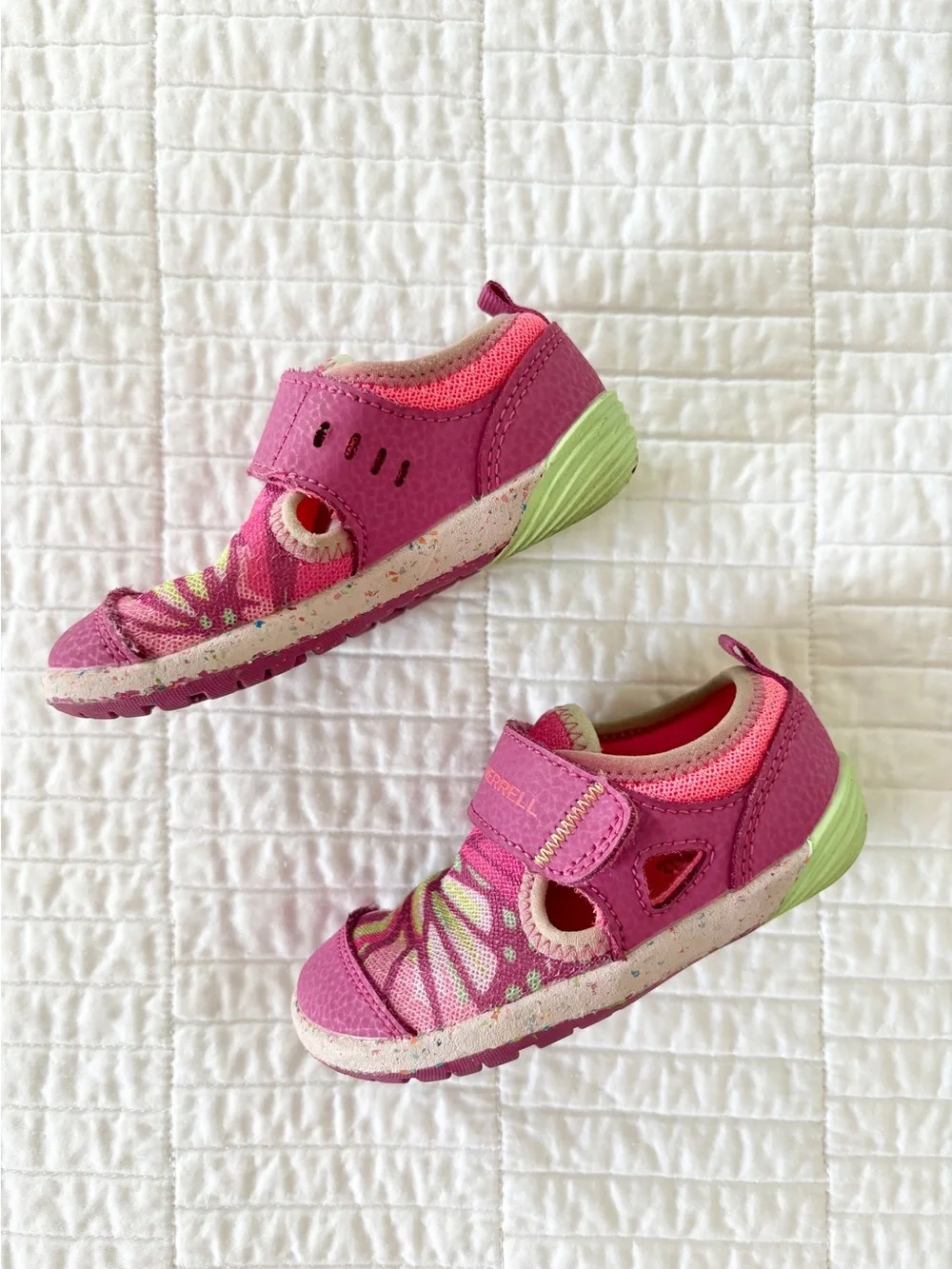 Merrell Bare Steps H20 Sandals Pink and Green Butterfly Toddler Girls Size 6T